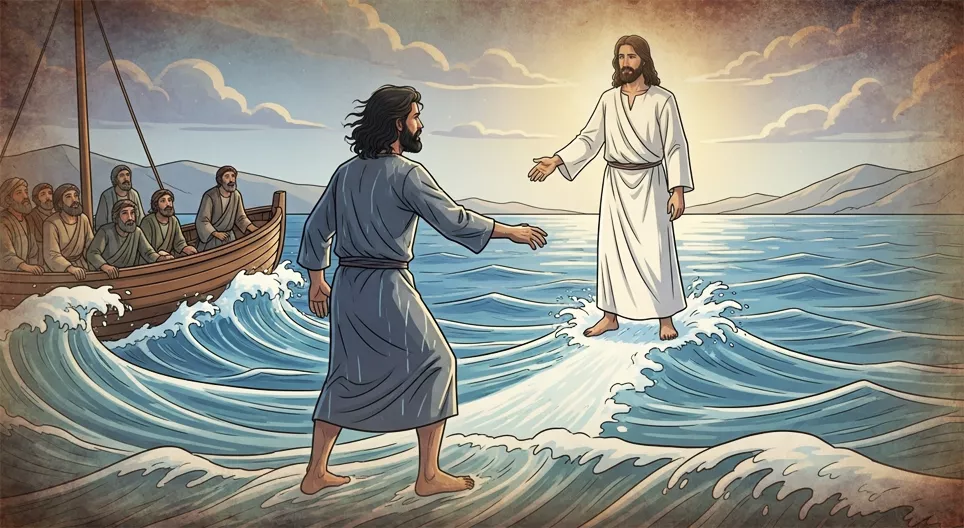 Petrus geht auf dem Wasser