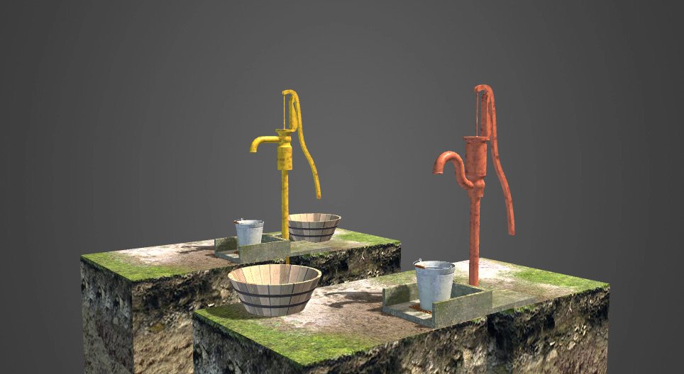 Brunnen mit Saug- und Presspumpe