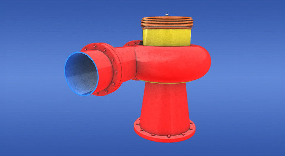 Die Wasserturbine, der Generator