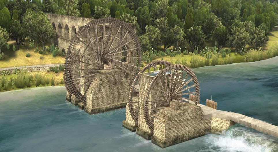 Syrisches Wasserrad (Hama, 13. Jahrhundert)