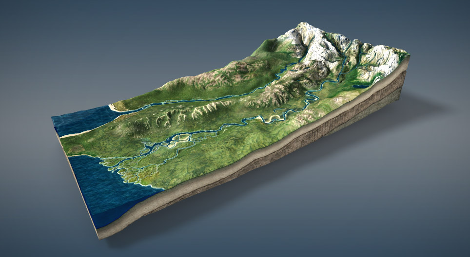 Rivers and landforms