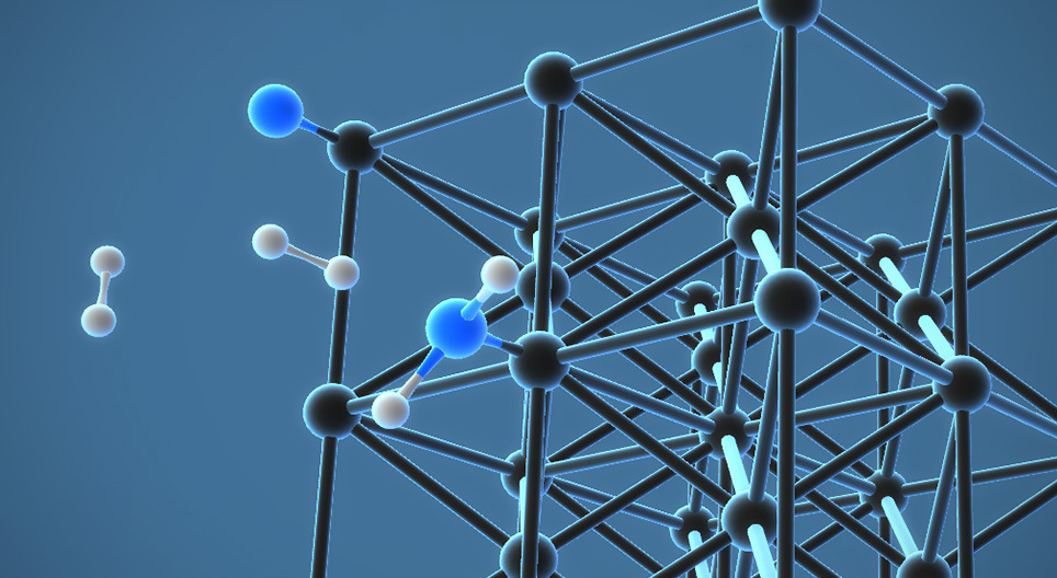 Producing ammonia from nitrogen gas and hydrogen gas