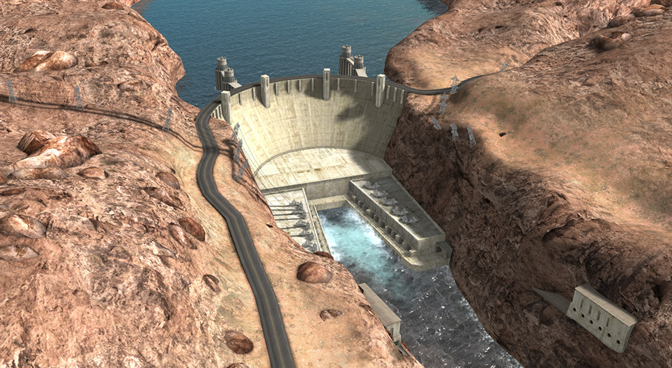 La centrale hydroélectrique (Le Hoover Dam, ou barrage Hoover, États-Unis)