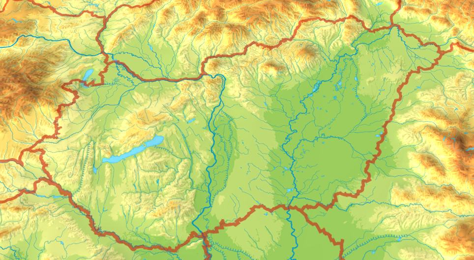 Vengrijos topografinis žemėlapis