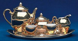 Service à thé en porcelaine plaquée or