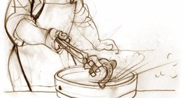 Die innere Energie des Wassers steigt, während die des Eisens sinkt, aber das Maß beider Energieveränderungen steigt