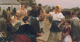 Lajos Deak Ebner - Le marché aux volailles (1885)