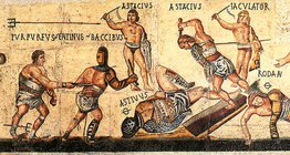 Gladiateurs romains sur une mosaïque