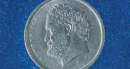 Le philosophe grec Démocrite est représenté sur les pièces grecques