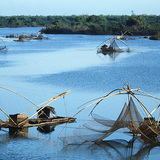 Vissersboten op de Mekong (rivier)