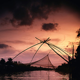 Filet de pêche au coucher de soleil