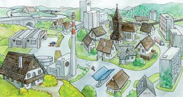 Zur Stadt gewachsenes Bergdorf