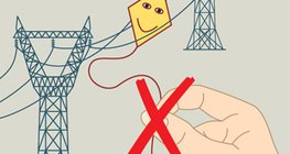 Nicht einmal die schnur eines Drachen, der an einer Fernleitung hängen geblieben ist, darf angefasst werden!