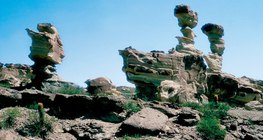 Tours de roche formées par l'érosion du vent dans le désert