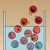 An der Oberfläche der Flüssigkeit treten Dampfteilchen aus