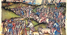 Représentation de l'invasion mongole de l'Europe dans la Chronica Hungarorum, écrite par Johannes de Thurocz