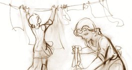 An windigen, warmen Stellen trocknen die Kleider schneller