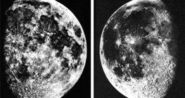 Lune gibbeuse ascendante (gauche) et lune gibbeuse descendante (droite).