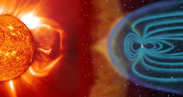 Distortion of the Earth's magnetic field due to solar wind