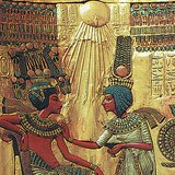 Egyptian relief sculpture illustrates the Sun