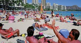Sunbathing on the beach