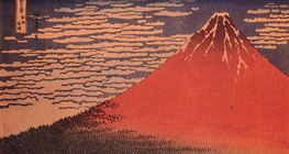 Katsushika Hokusai: Klare Morgendämmerung bei Südwind "Roter Fuji" (um 1830)