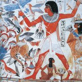 Jagen op watervogels (Thebe, Egypte, 1400 v.Chr.)