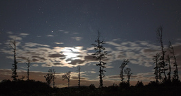 Lunar corona with the Milky Way and Jupiter