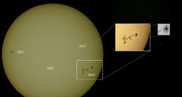 An Sonnenflecken reiche Sonnenoberfläche