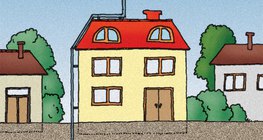 Blitzableiter auf einem Gebäude