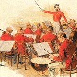 Johann Strauss met zijn orkest
