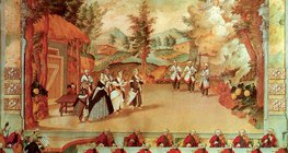 Haydn dirige une performance d'opéra au clavecin dans le Palais Esterhazy