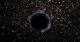 A globular cluster with a black hole in it (it was digitally added to the photo)