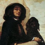 Gustave Courbet: Zelfportret met een Zwarte Hond (1844, Realisme, detail)