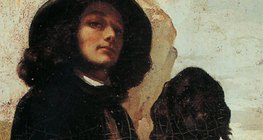Gustave Courbet: Autoportrait avec un chien noir (1844, Réalisme, détail)
