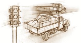 Le camion chargé accélère plus lentement, il a donc une plus grande inertie