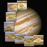 De verandering van de grote rode vlek op Jupiter over 7 jaar in een reeks afbeeldingen