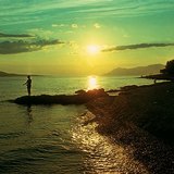 Zonsondergang aan het strand