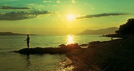 Coucher de soleil sur une plage
