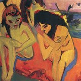 Ernst Ludwig Kirchner: Pratende Naakte Meisjes (c. 1910, Expressionisme)