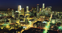 Vue de nuit du centre ville de Los Angeles