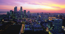 Singapur bei Sonnenuntergang