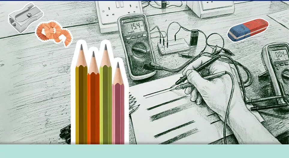 Varázsceruza I. (Rajzolj életre kelő áramköröket, és mérj!  Feszültség alatt a grafit)