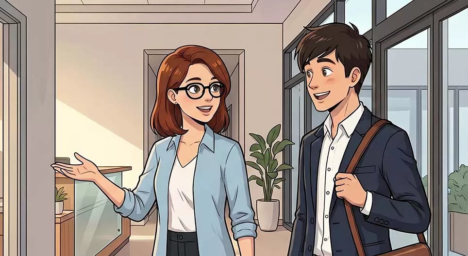 Showing a new colleague around