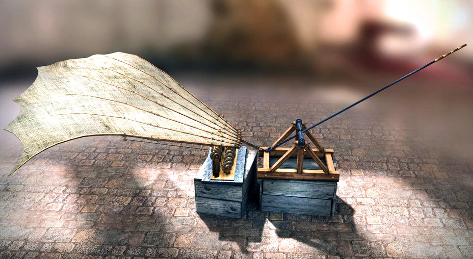 Beweeglijke vleugels, een uitvinding van Leonardo da Vinci (1487-1489)